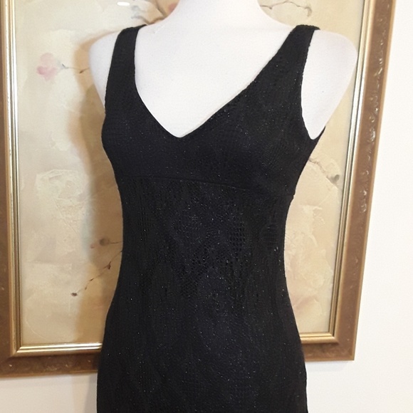 Lace Shimmer Black Fringe Dress - Picture 5 of 7